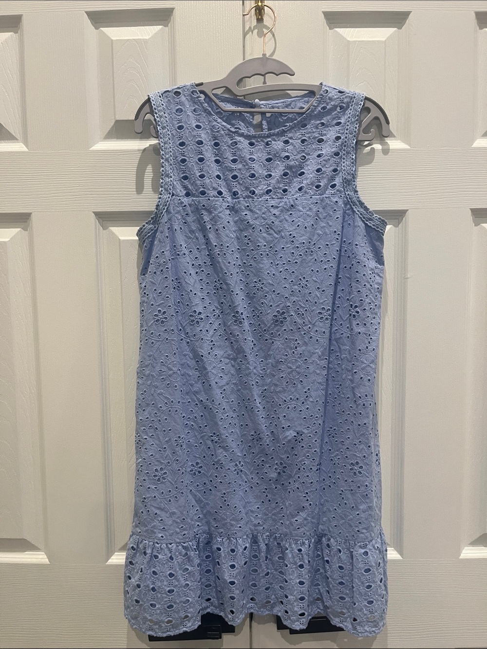 LOFT Girls' Light Blue Eyelet Sleeveless Dress